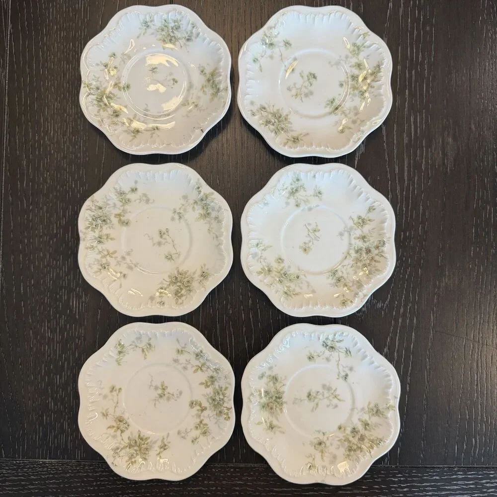 Set Of 6 Theodore Haviland For Simmons Hardware Co. St. Louis Saucers Scalloped